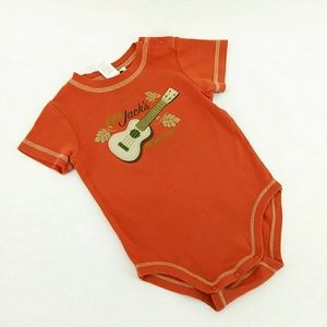 Janie and Jack Aloha Ukalele School Orange Onsie 6-12 Months